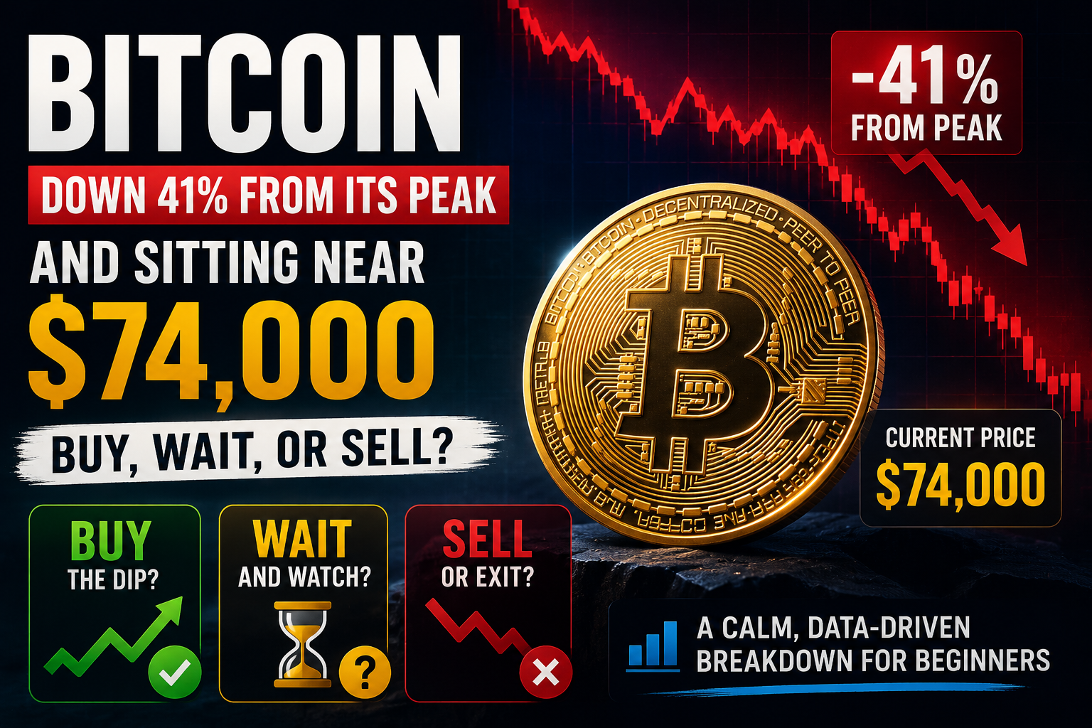 Bitcoin at $74,000 After 41% Drop: Buy, Wait, or Sell? illustration